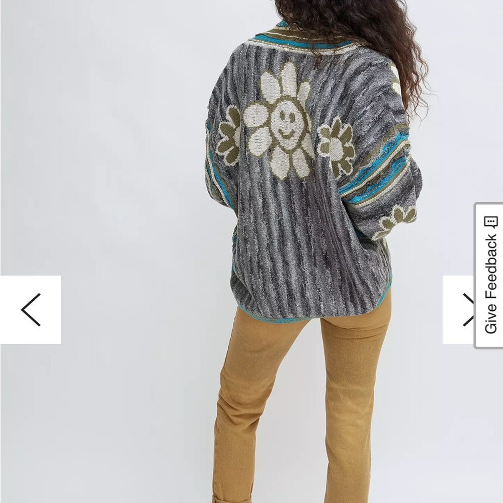 Kimchi Blue Boho Chunky Knit Cardigan Oversized Floral Slouchy Festival Sweater - Picture 2 of 9